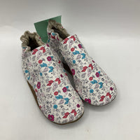 Size 12-18m: Robeez Pink White Floral Slip-On Soft Shoe Booties