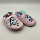 Size 4 (12-18m): Pink Blue Shark Slip-On Hard Shoe Booties
