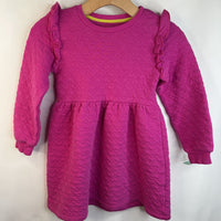 Size 7-8: Mini Boden Prink Heart Textured Cozy Long Sleeve Dress