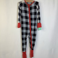 Size 12-18m: Little Sleepies Red/ Black & Grey Checkered 1pc PJs