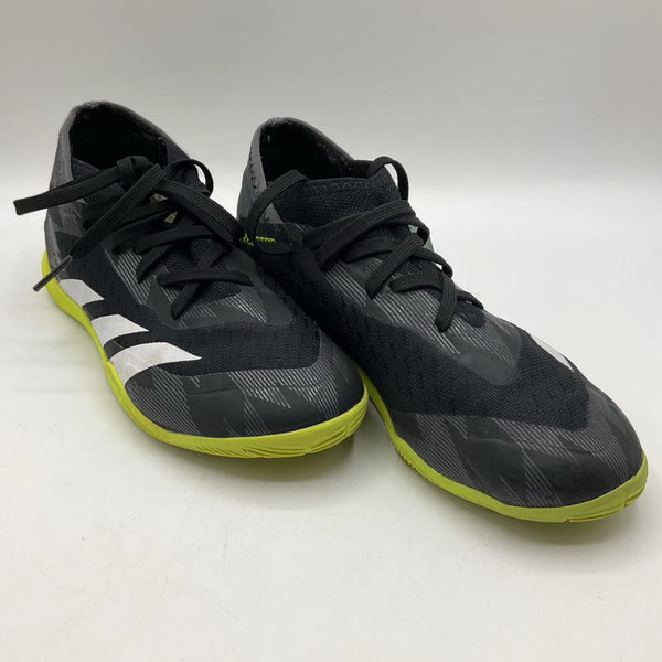 Size 2Y: Adidas Black/Yellow Lace-Up Futsal Soccer Cleats