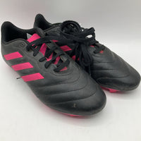 Size 4Y: Adidas Black/Pink Lace-Up Soccer Cleats