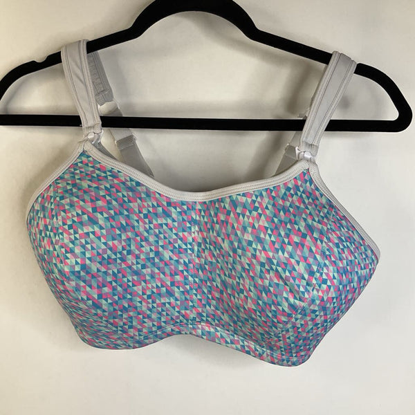 Size 12: Cadenshae Blue/Pink Patterned Nursing Bra