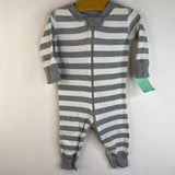 Size 3-6m (60): Hanna Andersson Grey/White Striped 1pc PJs