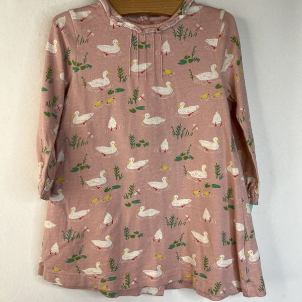 Size 6-12m: Baby Boden Light Pink/Duck Print Long Sleeve Dress