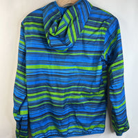 Size 14-16: Columbia Green/Blue Striped Zip-Up Windbreaker