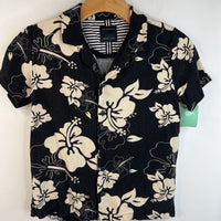 Size 9-10: Cactus Boys White/Black Floral Pattern Button-Up T-Shirt