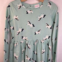 Size 14-16 (160): Hanna Andersson Light Blue Unicorn Print Long Sleeve Dress