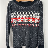 Size 6-7 (120): Hanna Andersson Black/Red Snowflake Print 2pc PJs
