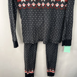 Size 6-7 (120): Hanna Andersson Black/Red Snowflake Print 2pc PJs