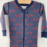 Size 2 (85): Hanna Andersson Blue/Red Reign Deer 1pc Footy PJs