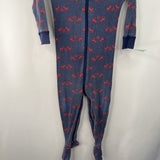 Size 2 (85): Hanna Andersson Blue/Red Reign Deer 1pc Footy PJs