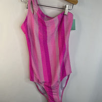 Size 13-14: Zara Pink Striped Single Strap Leopard