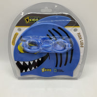 National Geographic Blue Shark Swim Cap & Goggles - New In Box