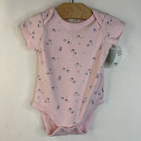 Size 6-9m: Rabbit + Bear Pink Grey Acorns Short Sleeve Onesie