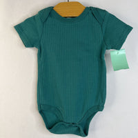 Size 6-9m: Rabbit + Bear Green Short Sleeve Onesie