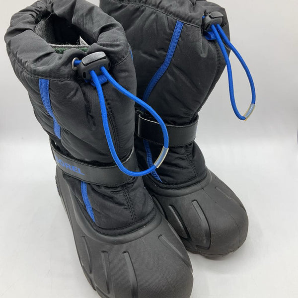 Size 3Y: Sorel Black Blue Toggle/Velcro Strap Snow Boots