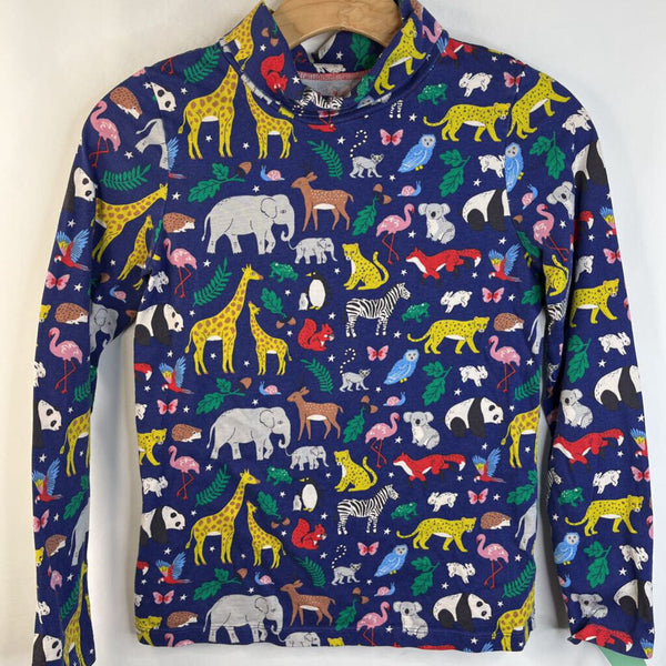 Size 11-12: Boden Navy Blue Colorful Safari Turtle Neck Long Sleeve Shirt