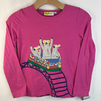 Size 9-10: Boden Pink Floral Roller Coaster Meerkats Embroidery Long Sleeve Shirt