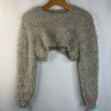 Size 11-12: Zara Grey/Brown Fuzzy Crop Sweater