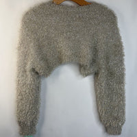 Size 11-12: Zara Grey/Brown Fuzzy Crop Sweater