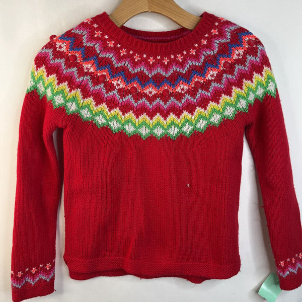 Size 9-10: Boden Red Colorful Zig-Zag Sweater