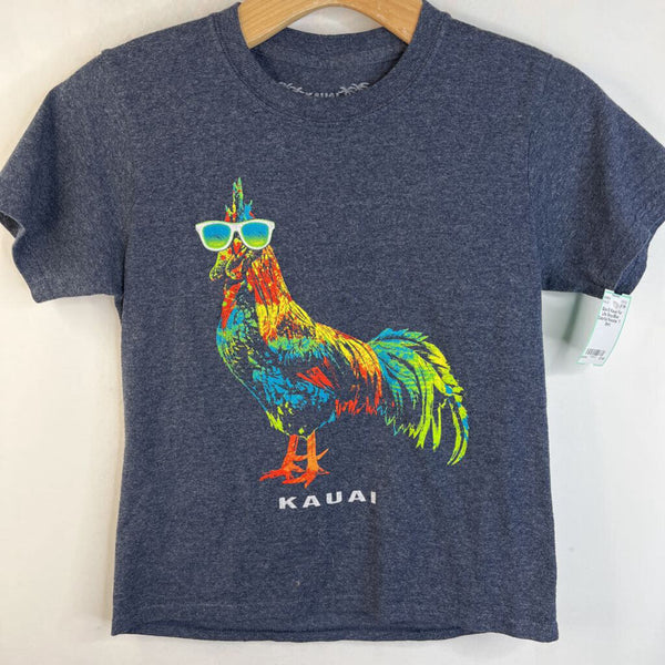 Size 8: Kauai For Life Grey/Blue Colorful Rooster T-Shirt