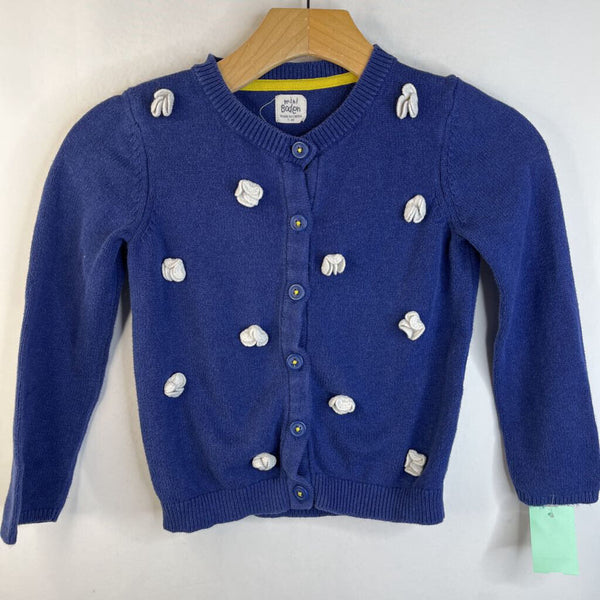 Size 7-8: Boden Navy Blue White Flowers Button-Up Knitted Cardigan