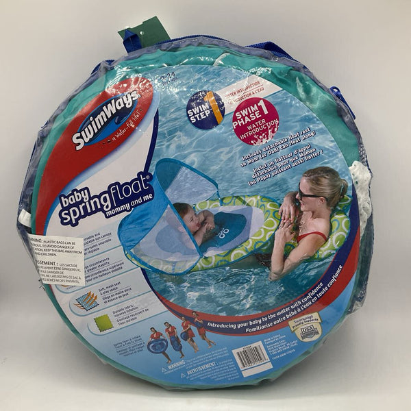 Size 9-24m: SwimWays Green/Blue Baby Spring Float w/ Sun Canopy