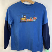 Size 10 (140): Hanna Andersson Blue Ship Long Sleeve Shirt