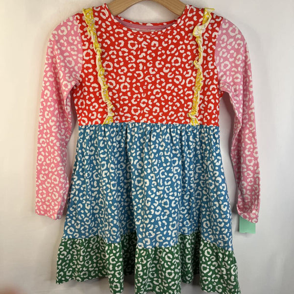 Size 9-10: Boden Pink/Colorful White Leopard Print Long Sleeve Dress