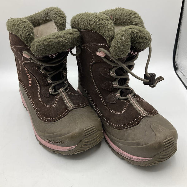 Size 4Y: Columbia Brown Pink Toggle Strap Waterproof Snow Boots