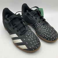 Size 2Y: Adidas Black/White Lace-Up Indoor Soccer Cleats