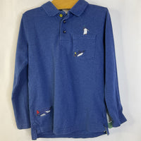 Size 6-7: Mini Boden Blue Penguin Pocket Long Sleeve Shirt