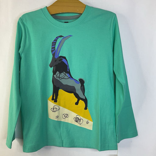 Size 5: Tea Blue Goat Print Long Sleeve Shirt-NEW W/Tag