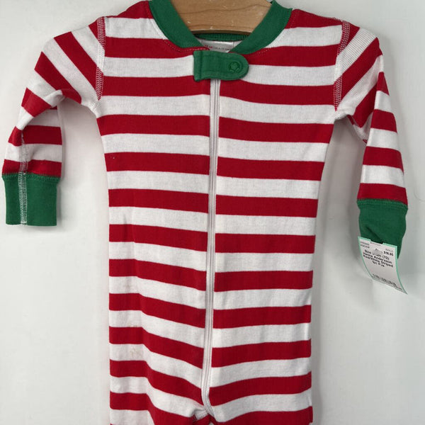 Size 6-12m (70): Hanna Andersson Red/White Striped 1pc PJs