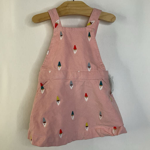 Size 6-12m (70): Hanna Andersson Pink/Colorful Gnomes Overall Dress