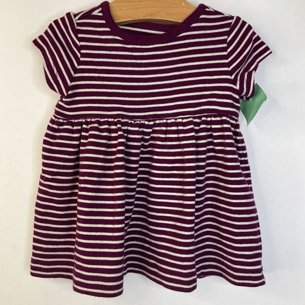 Size 3-6m (60): Hanna Andersson Purple/White Striped Short Sleeve Dress