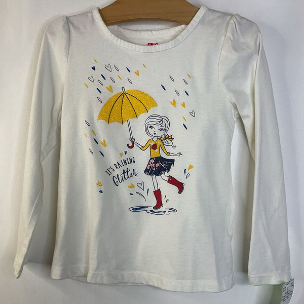 Size 5: Epic Threads White "It's Raining Glitter" Long Sleeve Shirt