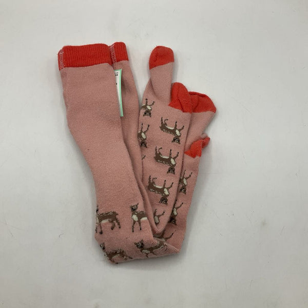 Size 18-24m: Mini Boden Pink Deer Print Footed Tights