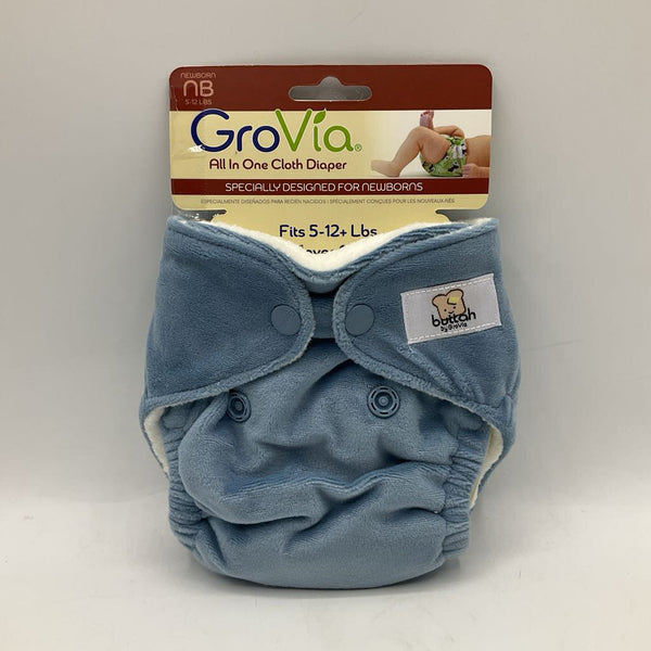 Size NB: Grovia All In One Cloth Diaper: Buttah Light Blue -NEW