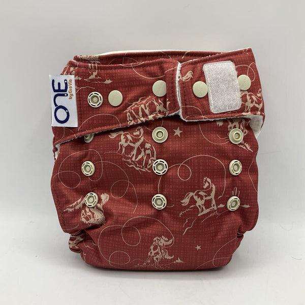 Size O/S: Grovia All In One Cloth Diaper: Red/White Cowboy Print -NEW