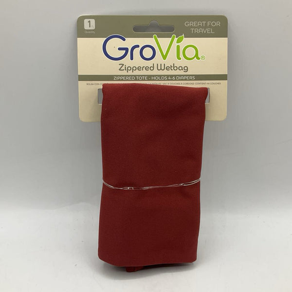 Grovia Zippered Wet Bag: Red -NEW