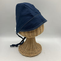 Size S: Sunday Seams Blue/White Checkered & Dark Blue Reversible Sun Bonnet -NEW