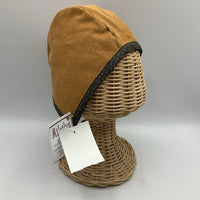 Size M: Sunday Seams Tan & Grey/Tan Flowers Reversible Bonnet -NEW