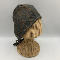 Size M: Sunday Seams Tan & Grey/Tan Flowers Reversible Bonnet -NEW