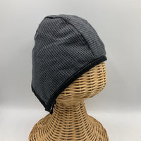 Size L: Sunday Seams Black & Grey/Black Polka Dots Reversible Bonnet -NEW