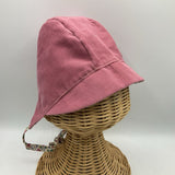 Size L: Sunday Seams Creme/Colorful Florals & Pink Reversible Sun Bonnet -NEW