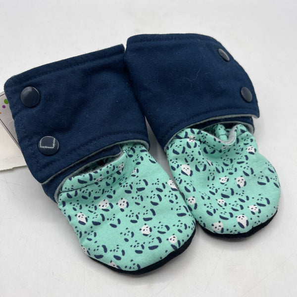 Size 12-18m: Beaneroobaby Blue Panda Print Soft Leather Sole Booties-NEW