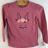 Size 2: Ever & Ever Pink White Polka Dots Bunny Long Sleeve Shirt